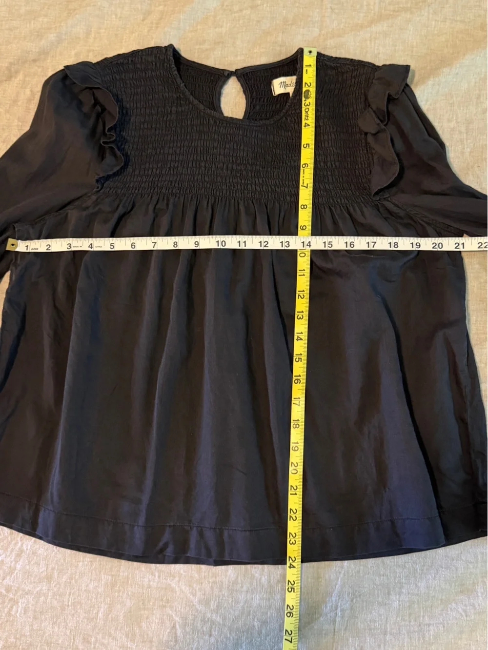 Madewell Black Smocked Top